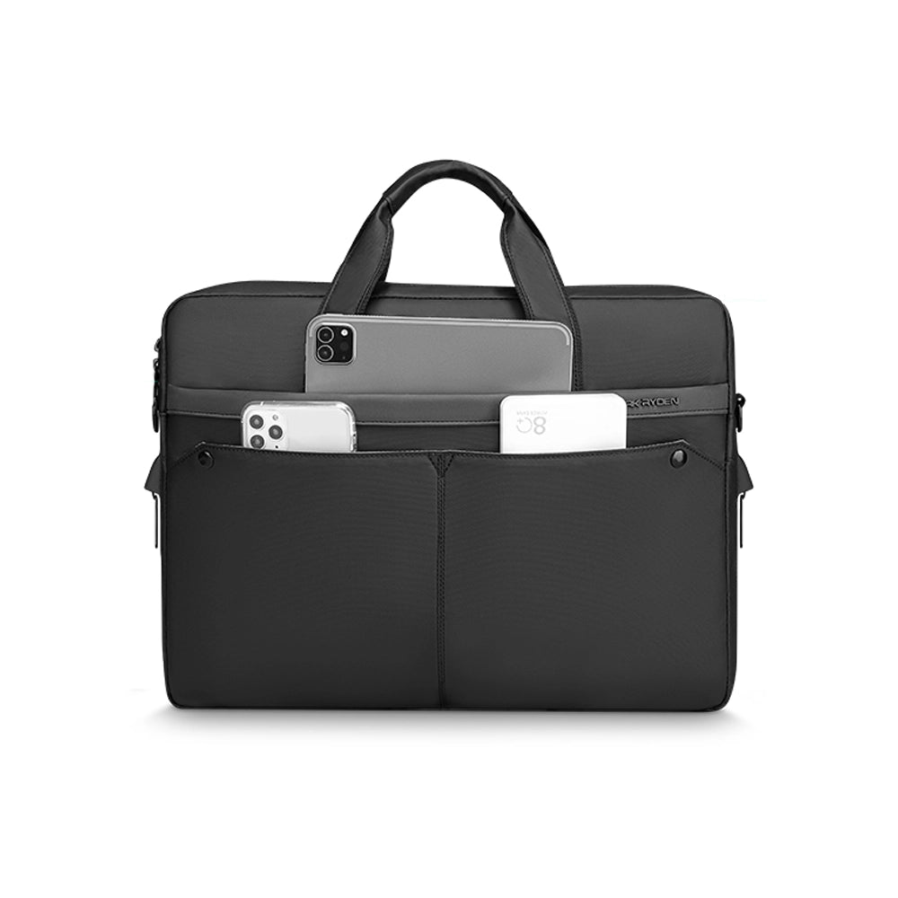 MarkRyden black tech commuter briefcase with multiple pockets