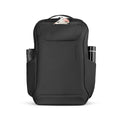 MarkRyden stylish black waterproof leather backpack w/USB port & multiple compartments