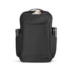 MarkRyden stylish black waterproof leather backpack w/USB port & multiple compartments