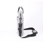 Side view of MarkRyden Classic I Tech Commuter Computer Briefcase 14/15.6 inch in Gray with black shoulder strap, zippered compartments, and dual handles.