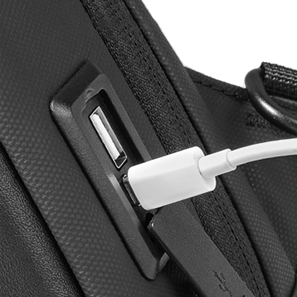 MarkRyden Breck Daily waterproof crossbody bag USB charging port detail