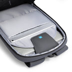 Gray minimalist futuristic backpack interior with laptop compartment
