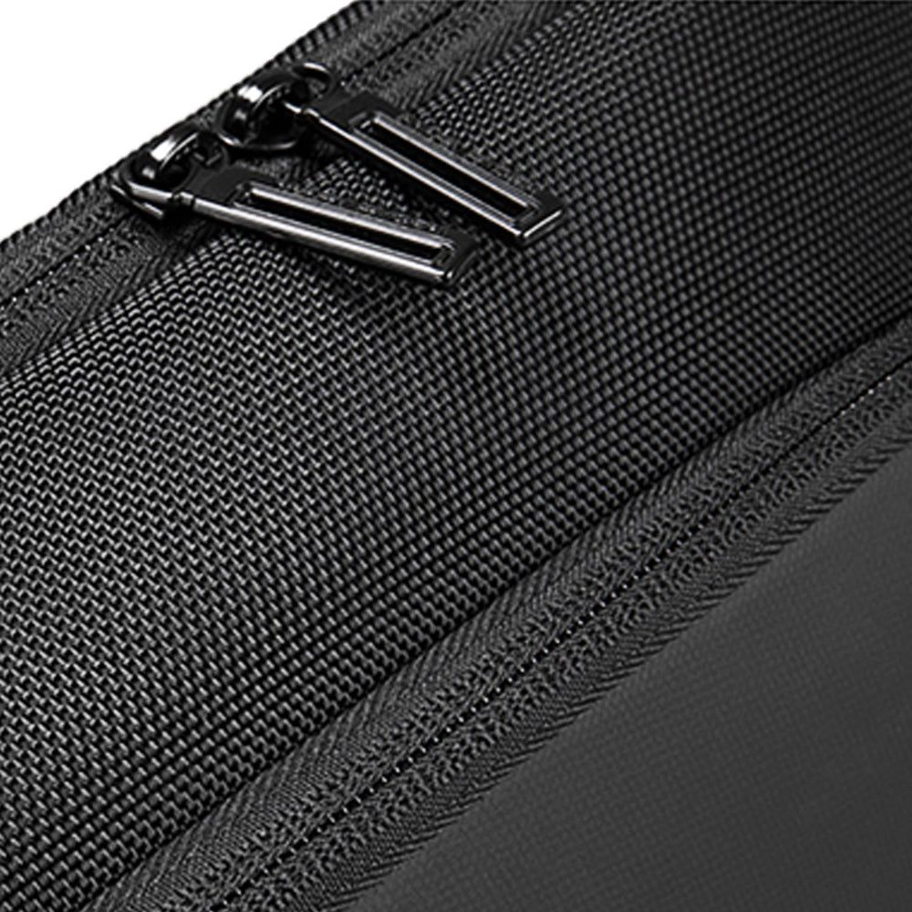 Black waterproof crossbody bag fabric with metal zipper pulls - MARKRYDEN