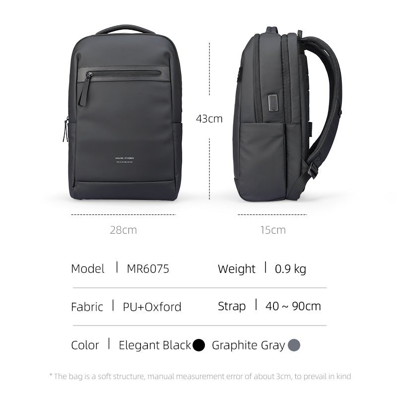 UrbanFlex Lite: Lightweight Backpack with Separate Computer Compartment Designed for Business - MARK RYDEN US