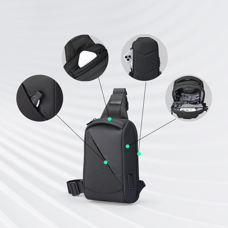 ChargeSling: RFID-Safe Chest Bag with USB Charging Port For Commute