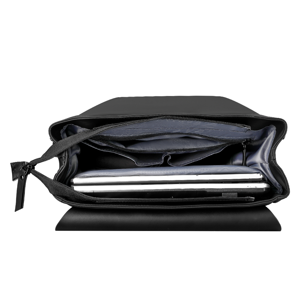 Black Oxford backpack interior with laptop compartment - MarkRyden anti-theft business bag