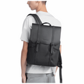 MUKE II Classic Business Work Black Leather Backpack