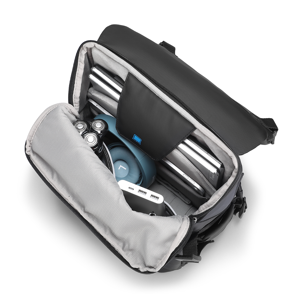 MARKRYDEN Almighty multi-functional two-in-one backpack with organized compartments holding laptops, headphones, and accessories