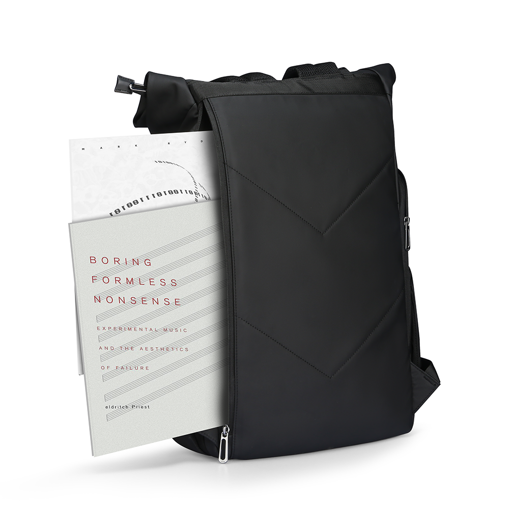 MARKRYDEN black multifunctional daily business backpack with book in front pocket