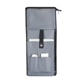 Switch Large Capacity Daily Business Travel Multifunctional Backpack 29L interior with gray lining, black trim, laptop compartment, and multiple pockets holding a notebook and small device.