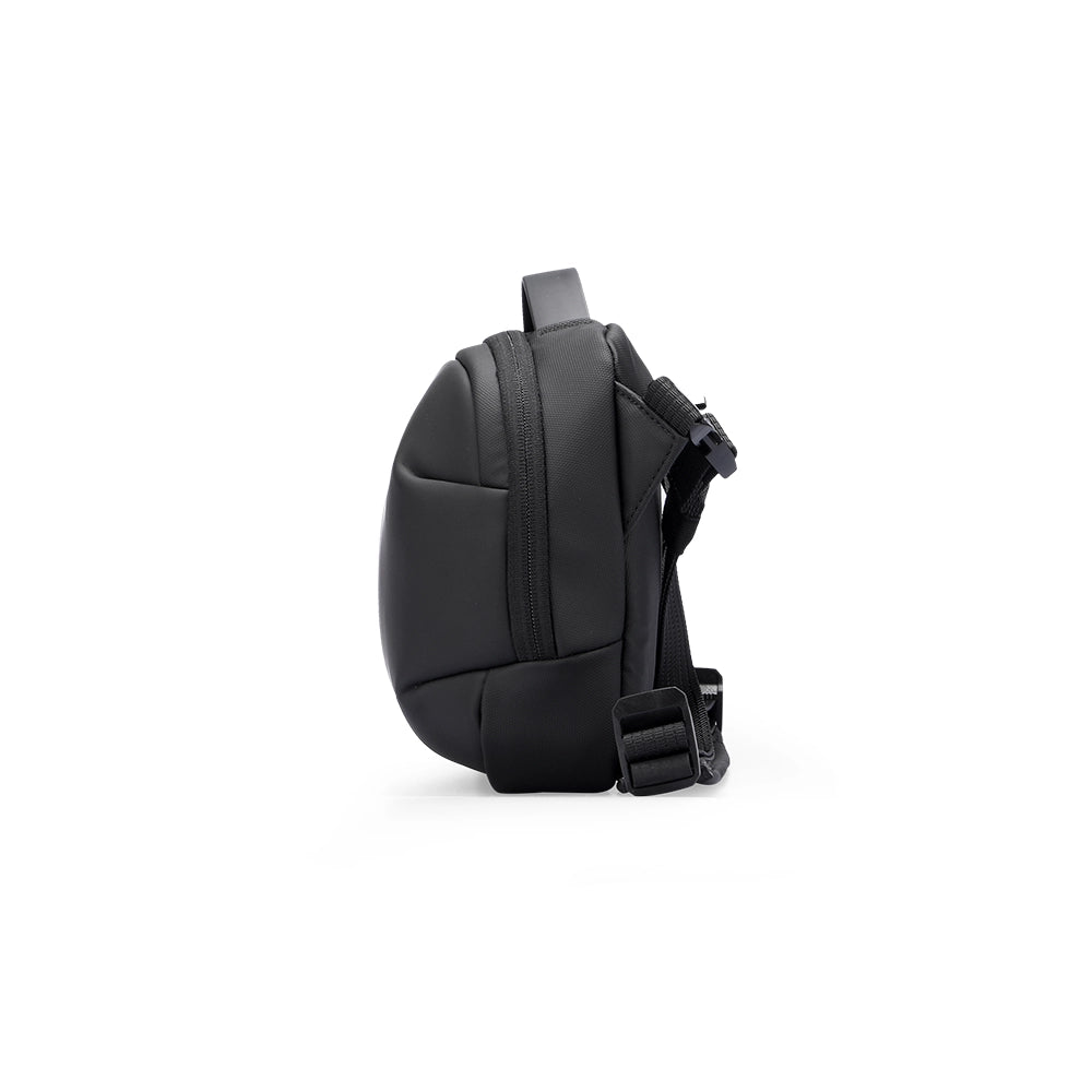 AquaLite waterproof PU leather sling bag - sleek black design for modern daily use