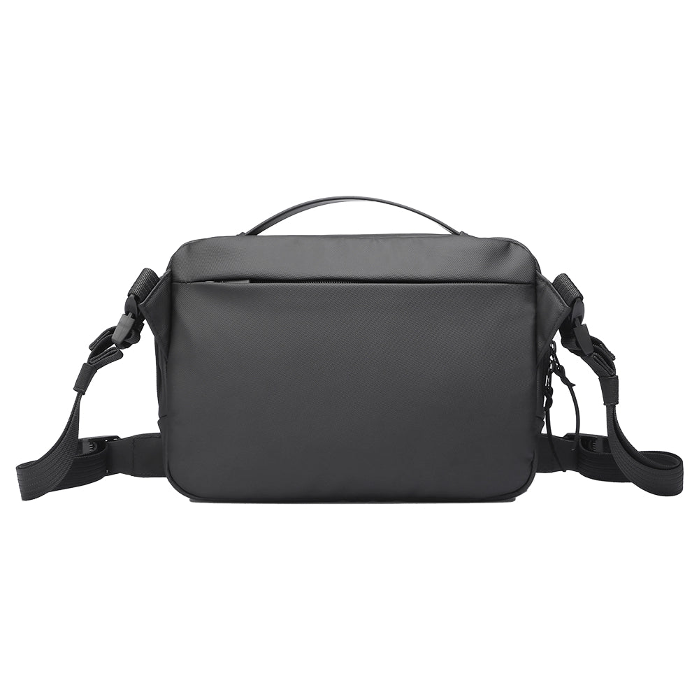AquaLite sleek black waterproof PU sling bag with adjustable straps