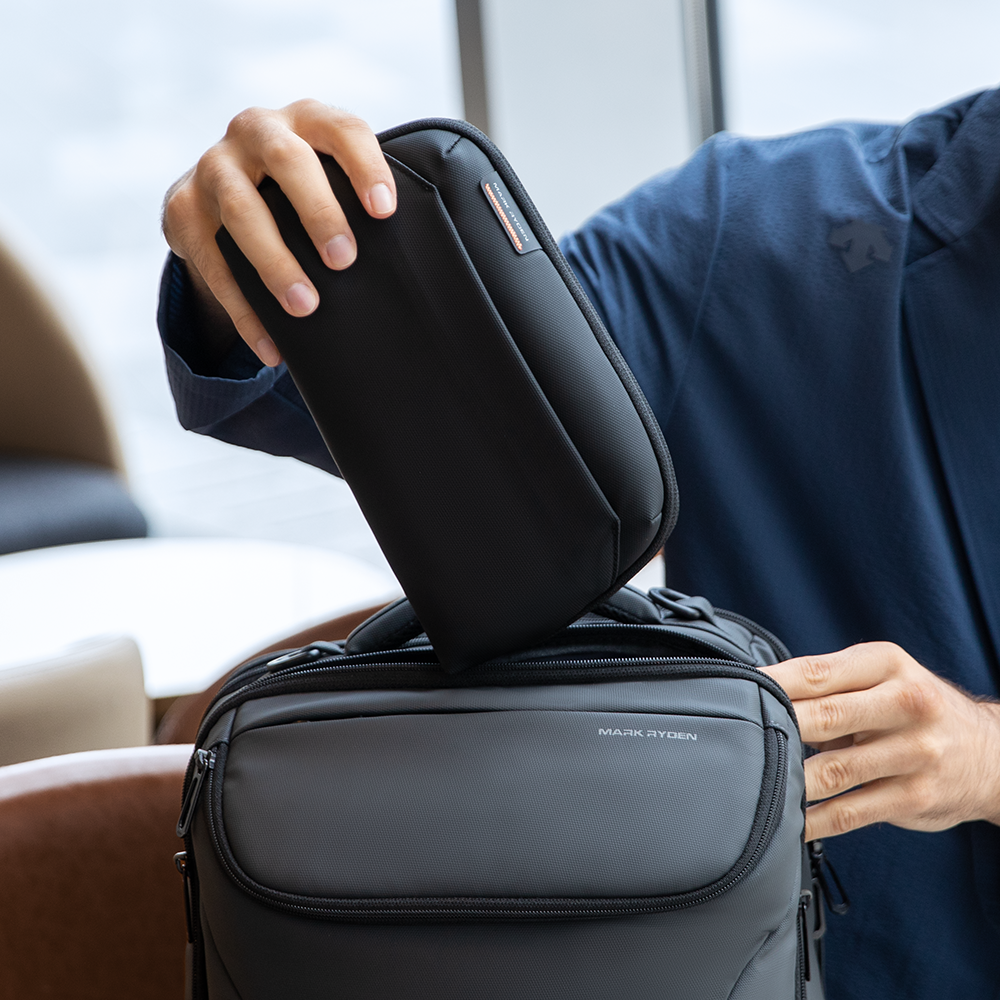 MarkRyden Switchstorage II waterproof storage bag on backpack