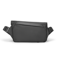 MarkRyden black leather waterproof messenger bag with adjustable strap