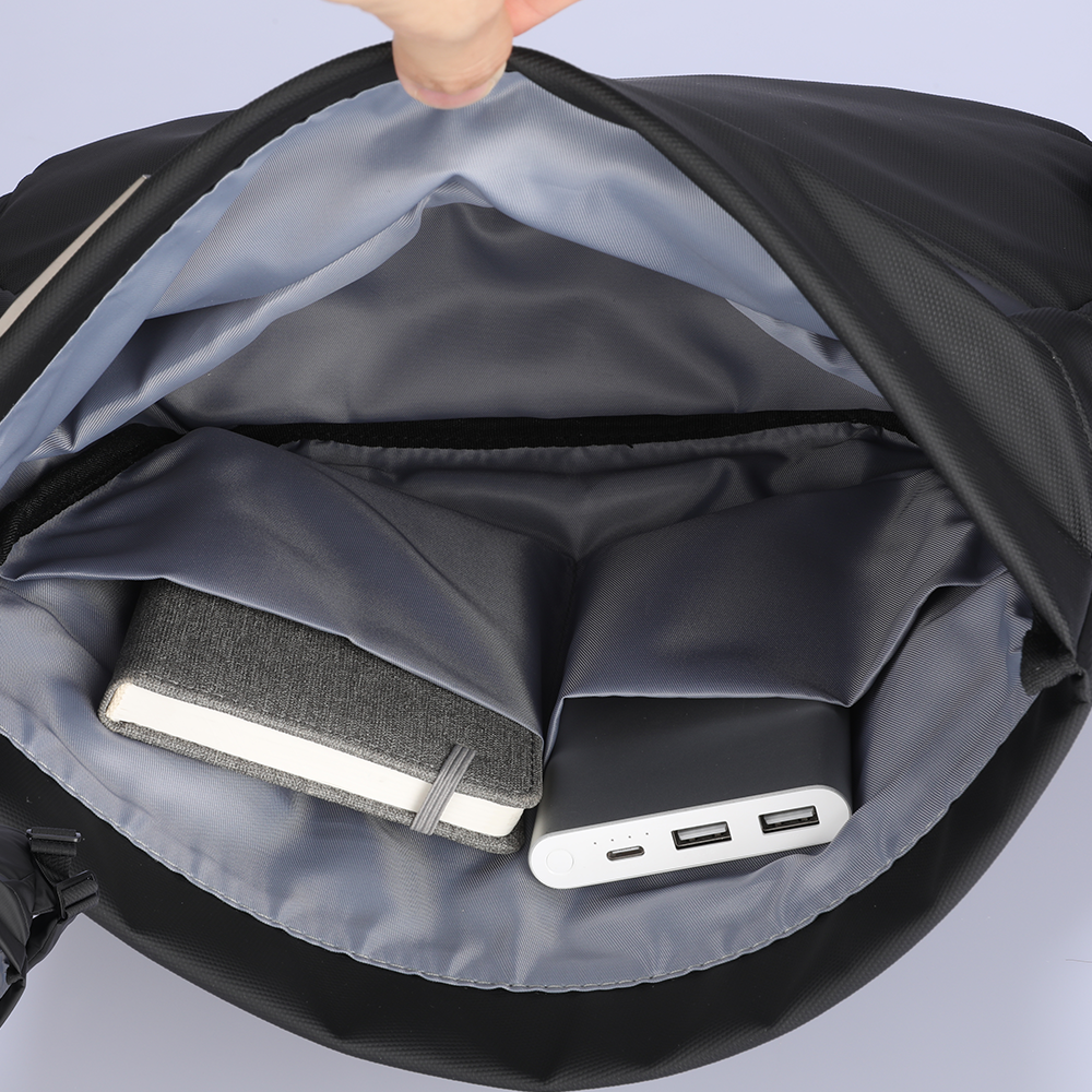 Markryden black leather waterproof scratch-resistant messenger bag interior