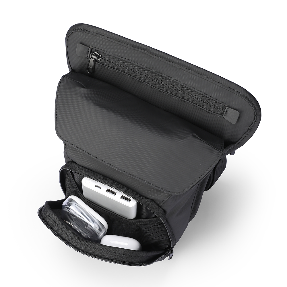 Black leather waterproof anti-scratch multifunctional crossbody bag with organized compartments