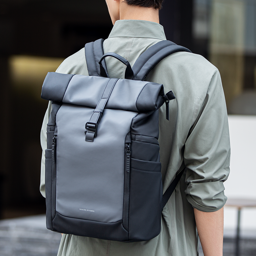 Markryden Dynapack sleek gray backpack roll-top design