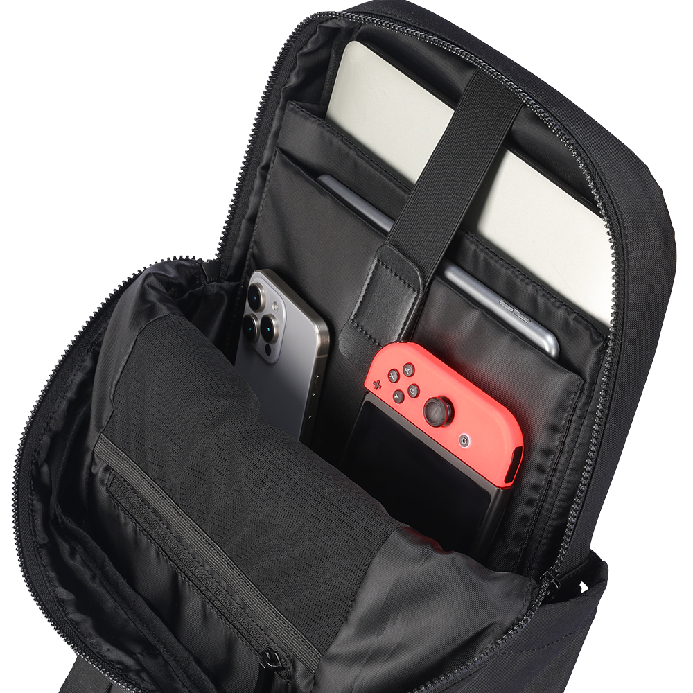 MarkRyden BreezePack black anti-theft backpack with removable straps holds tech gear
