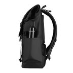 Black Balo expandable multi-pocket multifunctional backpack with water bottle pocket and USB port, designed for modern travelers.