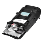 Markryden black expandable multi-pocket multifunctional backpack with tech items