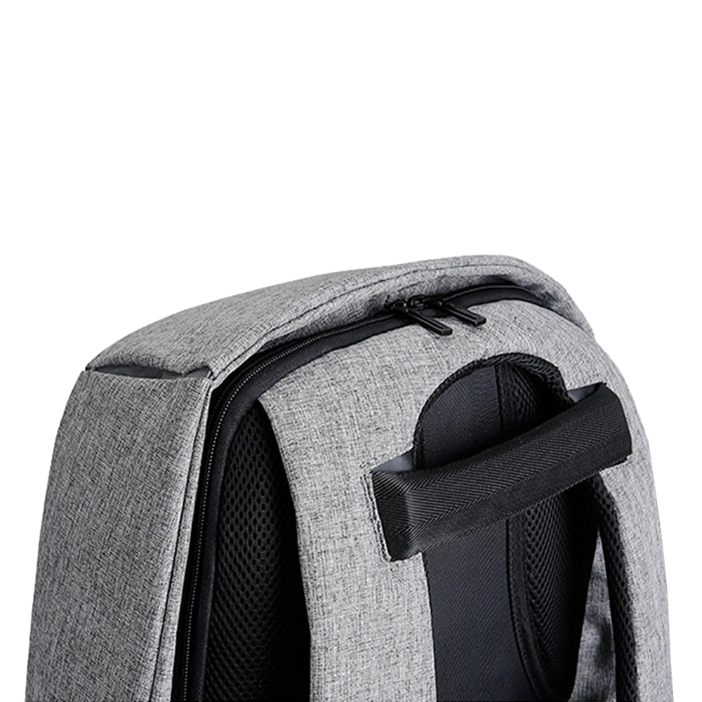 Gray anti-theft backpack with USB charging feature - MarkRyden