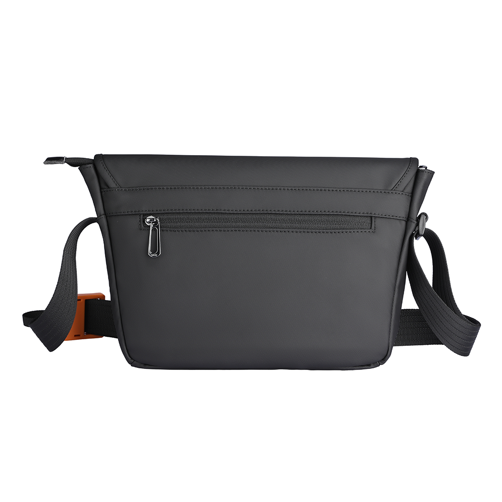 MARKRYDEN charcoal business casual crossbody bag with front zip pocket and adjustable strap