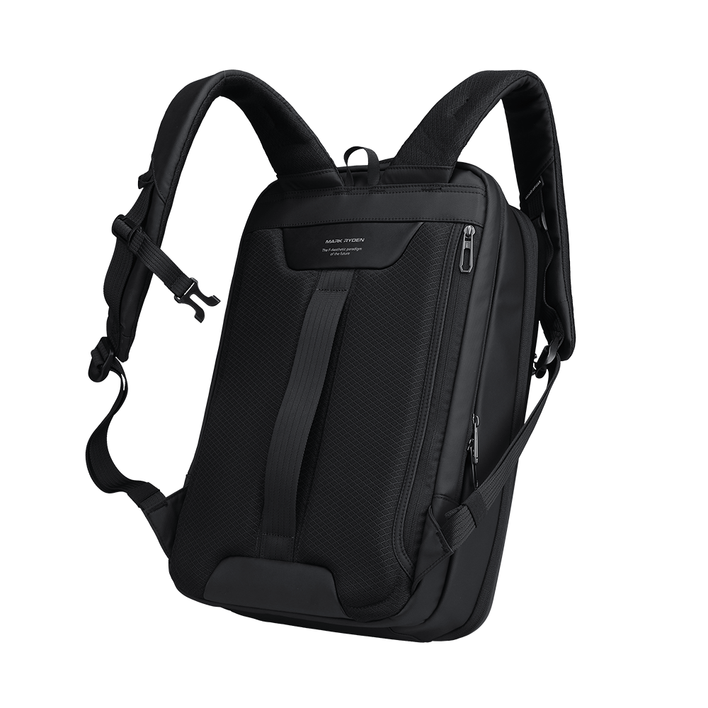 Mark Ryden black hard-shell all-in-one backpack with multiple compartments for work