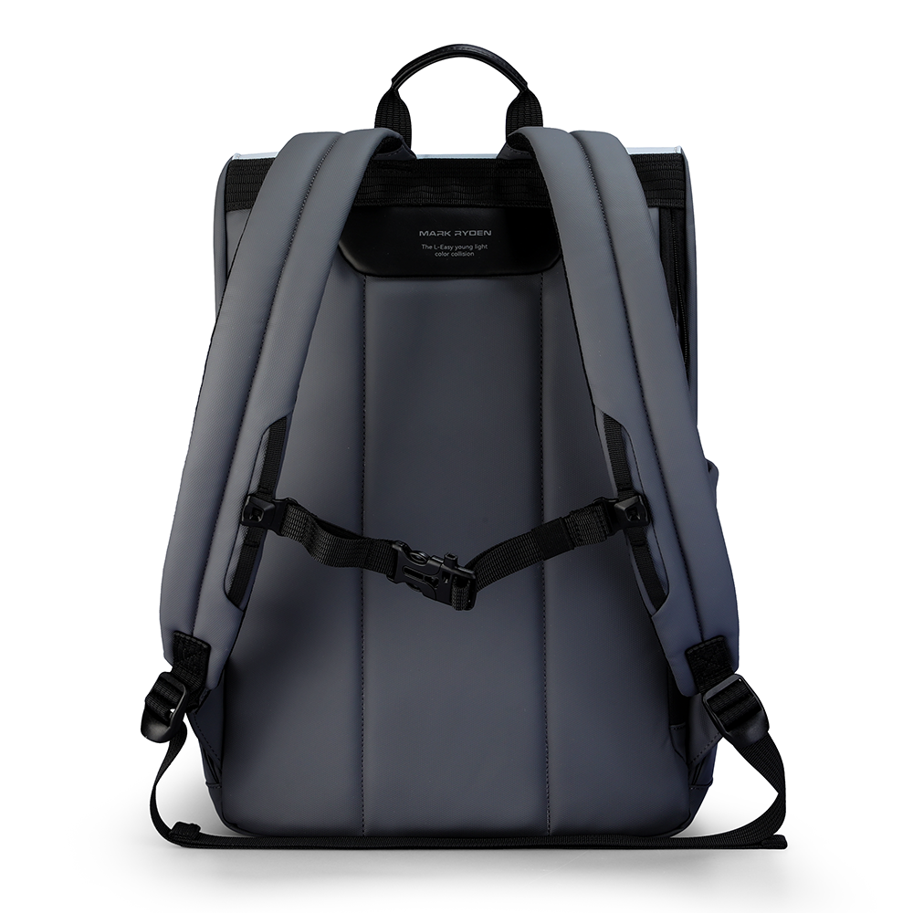 Urbanity: Elegante mochila gris con amplios compartimentos y diseño duradero. 