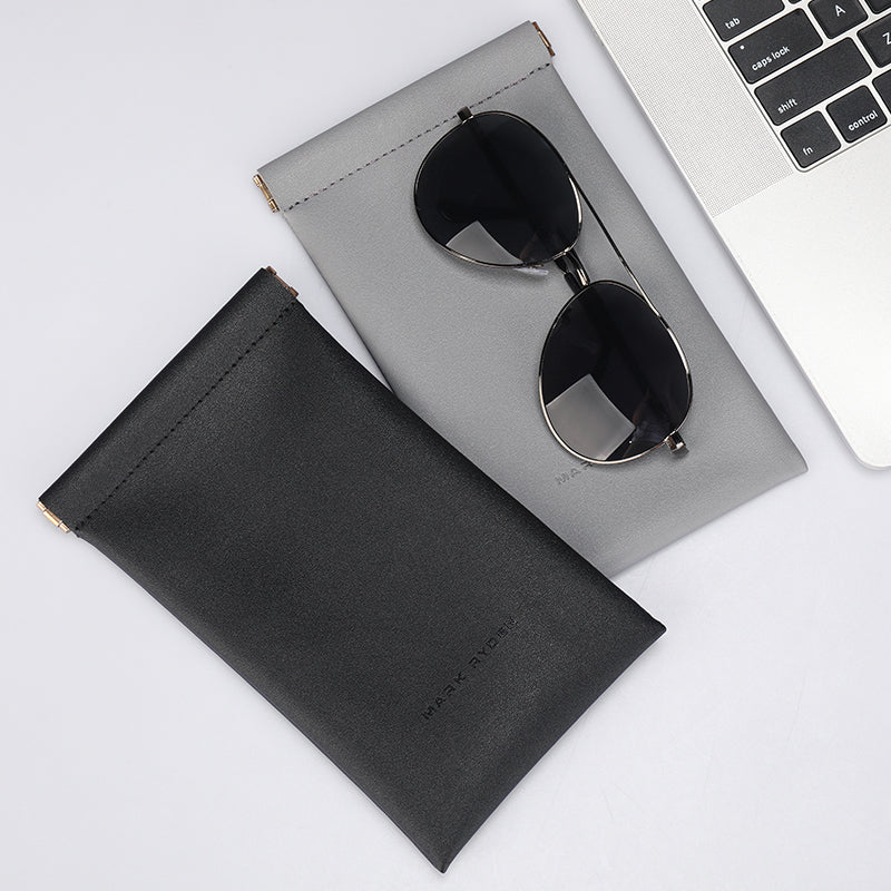 Markryden black sunglasses pouches with aviators, travel accessories
