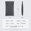 MarkRyden Elegant Black oxford fabric sunglasses pouch, minimalist design, 19cm x 11cm, ideal for carrying eyeglasses or data cables.