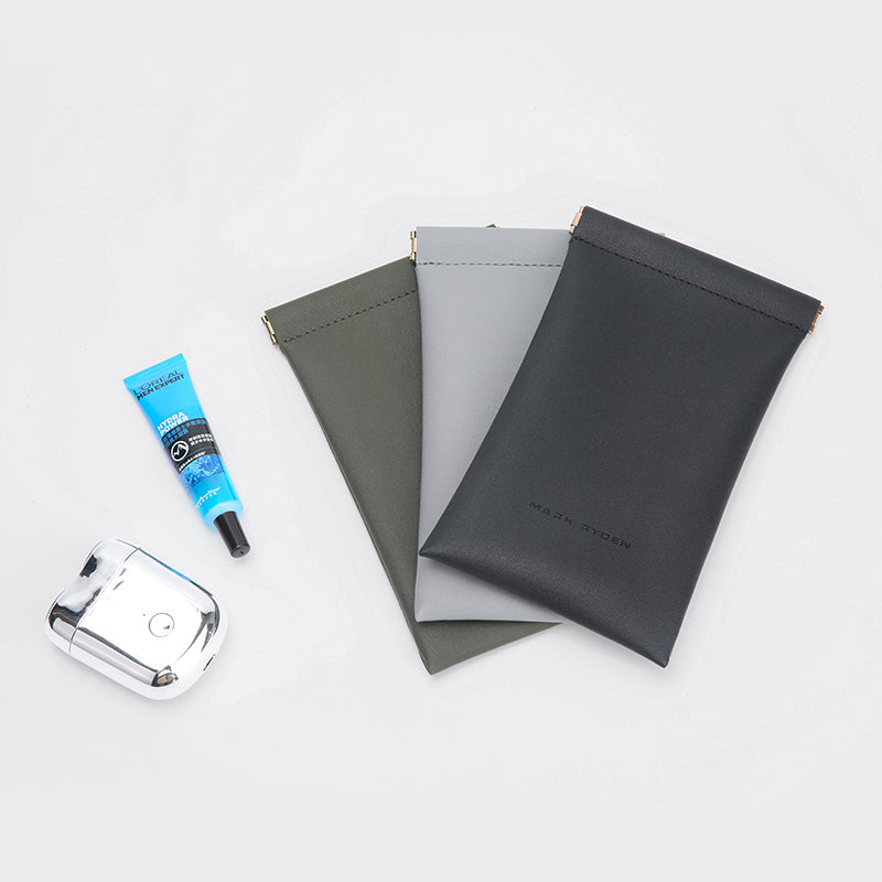 MarkRyden sunglasses pouches (dark green, gray, black) for carrying eyeglasses/data cables