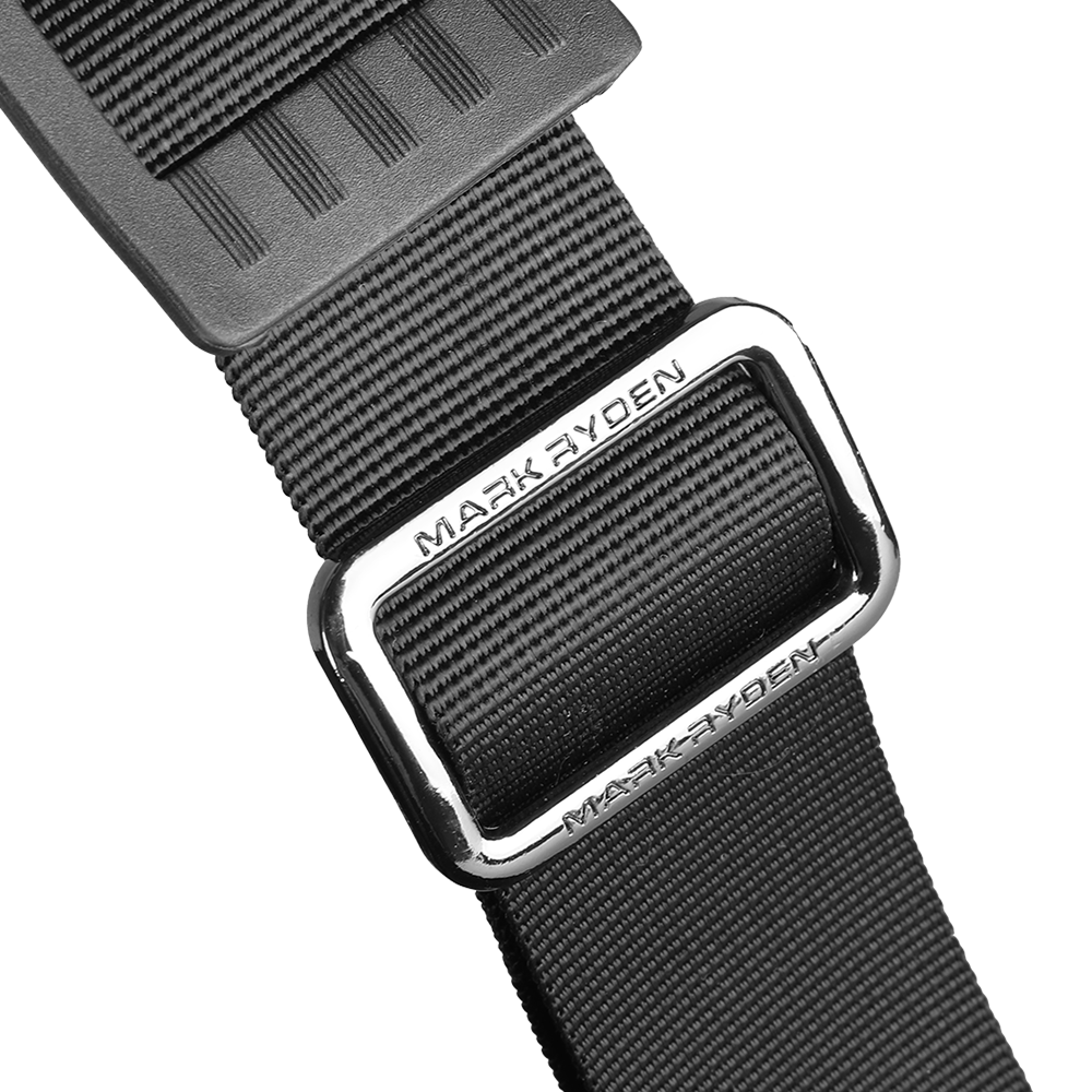 MarkRyden Classic II black crossbody strap with silver buckle detail