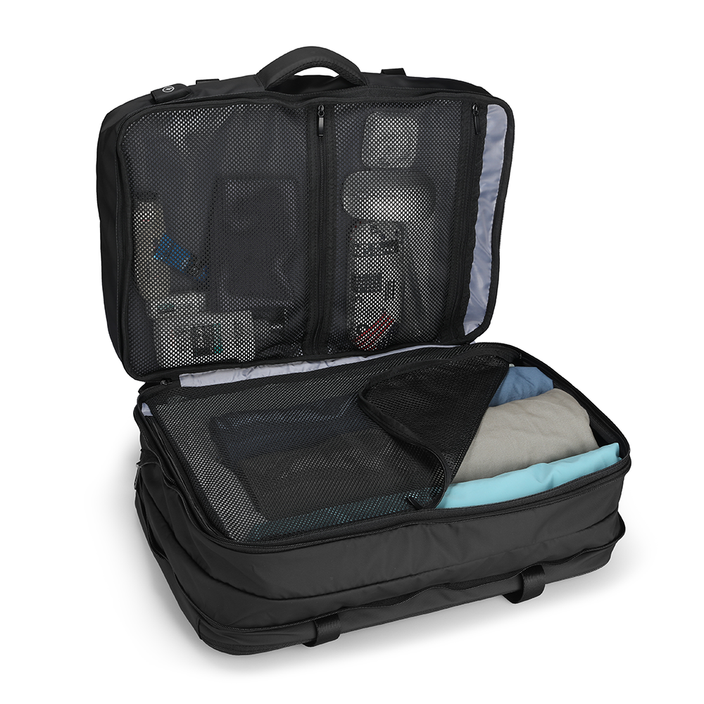 MarkRyden black multi-layered compartment minimalist backpack with clothes