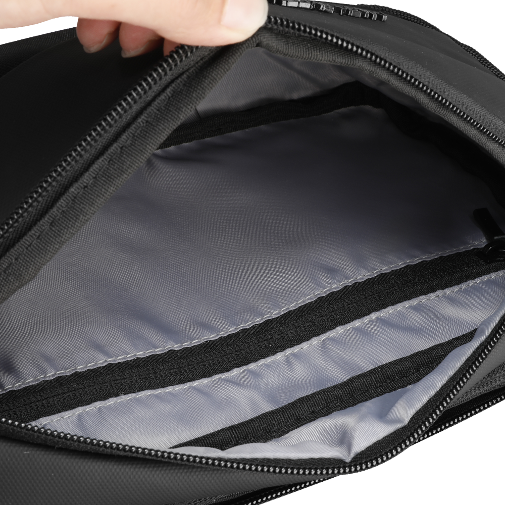 MarkRyden waterproof crossbody bag interior with multiple compartments