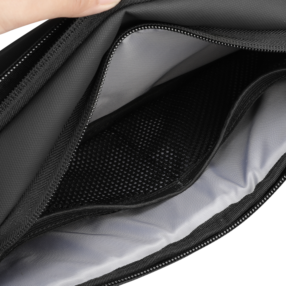 MarkRyden waterproof crossbody bag interior with mesh compartment and zipper