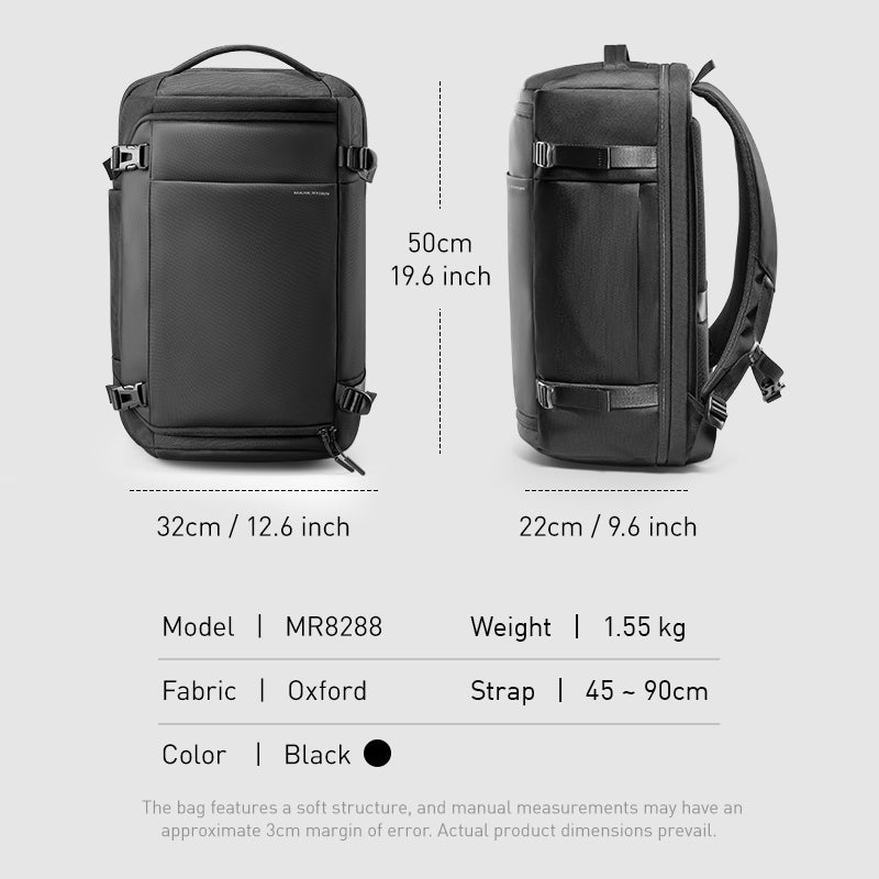 Aegis Fortress: All-Weather 38L Multi-Compartment Backpack For Travel
