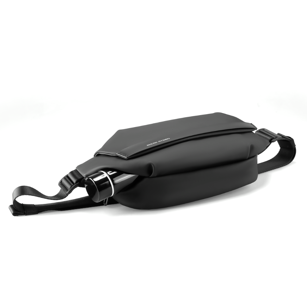 Peiano by Markryden black oxford waterproof crossbody bag with water bottle holder