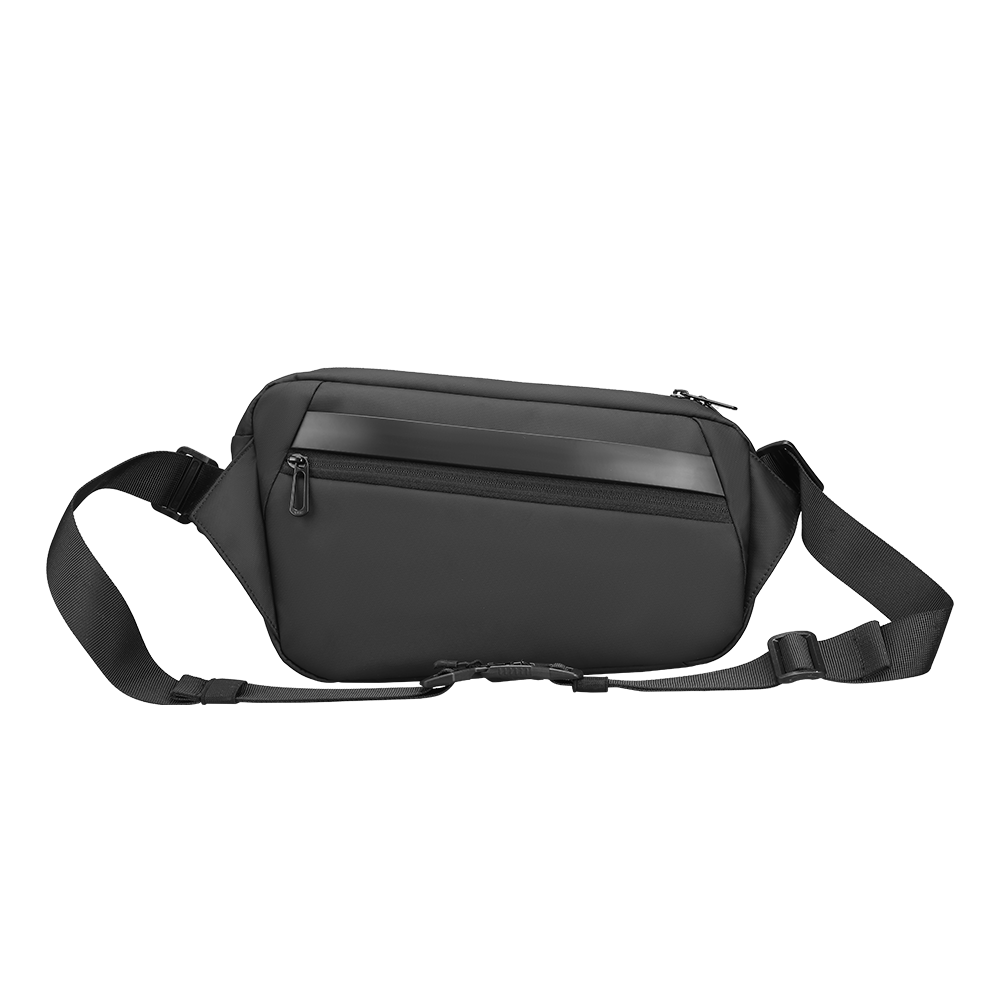 MARKRYDEN black leather large capacity messenger bag with adjustable strap