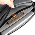 MARKRYDEN Fingon I gray leather commuter bag interior with laptop compartment
