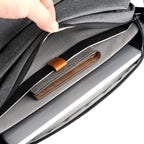 MARKRYDEN Fingon I gray leather commuter bag interior with laptop compartment