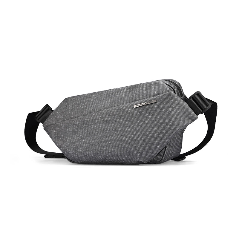 Fingon Ⅰ gray leather large capacity city commuter daily messenger bag with black adjustable straps and textured surface
