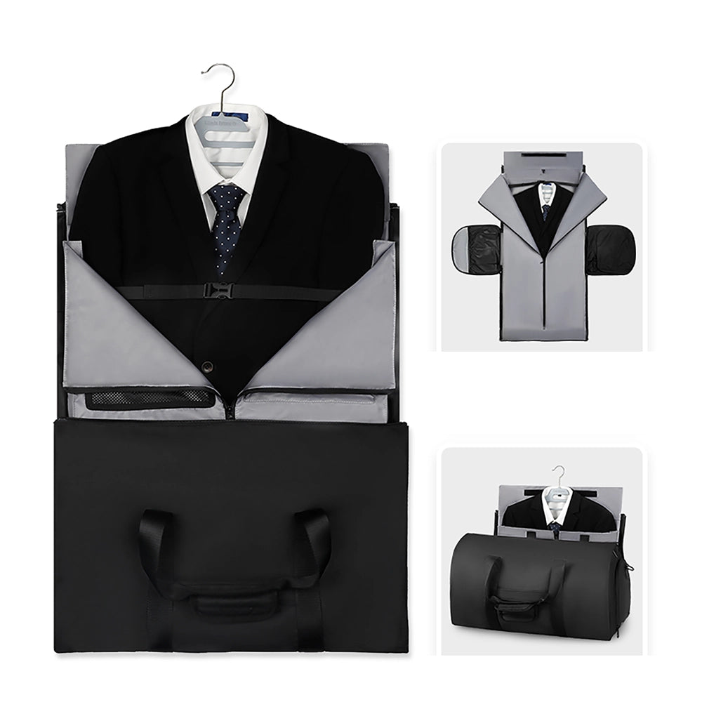 MarkRyden black water-resistant business suit travel bag with compartments