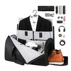 MarkRyden black water-resistant business travel bag with suit compartment, multipurpose storage