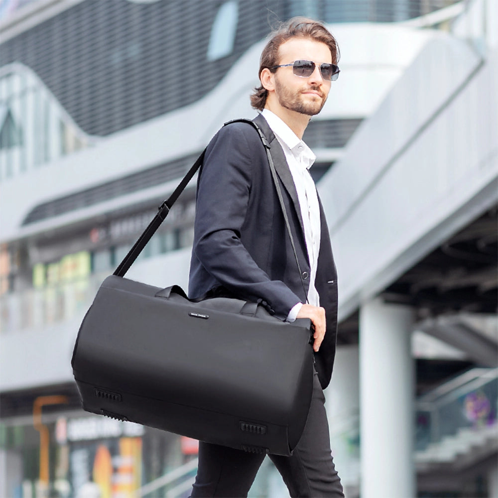 MarkRyden black water-resistant business travel bag with compartments