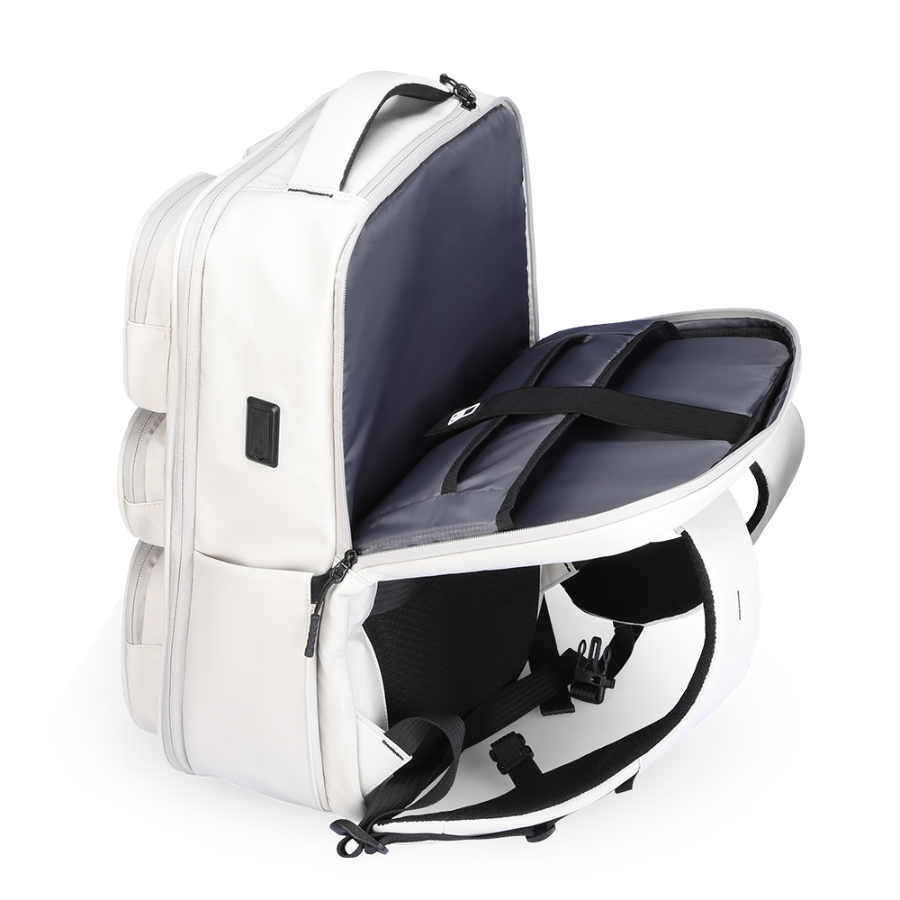 White VersaPack multifunctional commuter backpack with 17.3-inch laptop compartment - MARKRYDEN