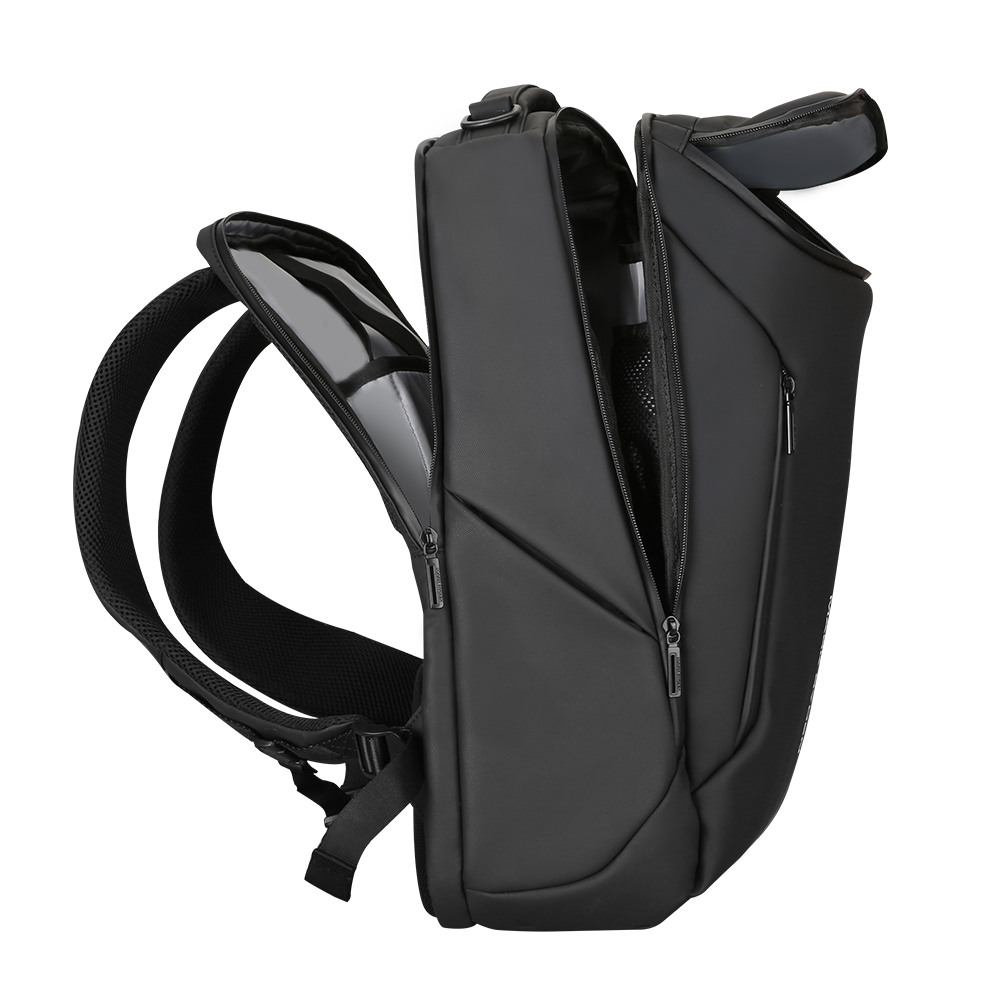 MarkRyden Compacto Pro futuristic black daily backpack with multiple compartments