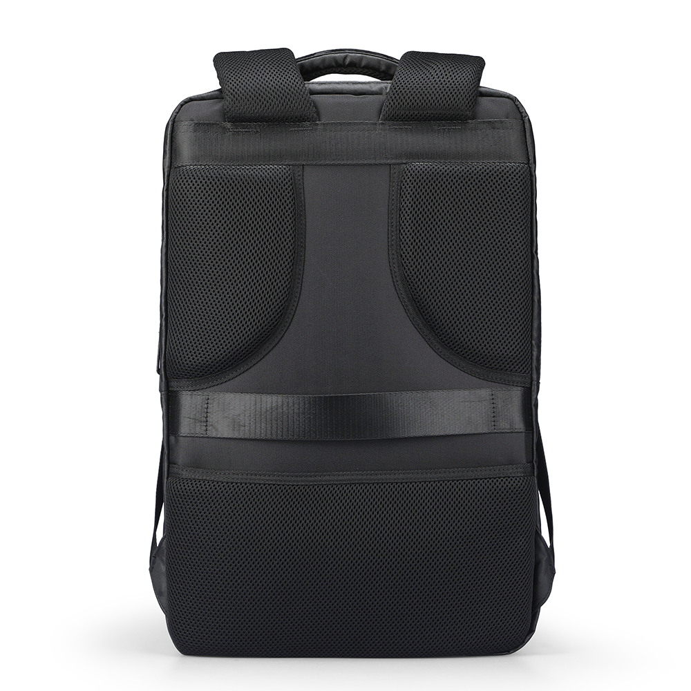 Back view of Compacto Pro I black tactical commuter backpack with mesh padding - MARKRYDEN