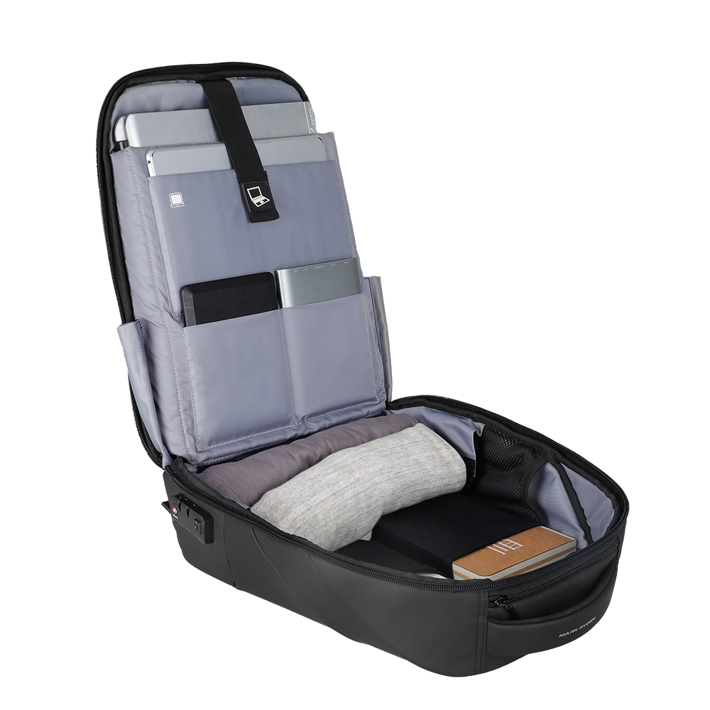 Markryden modern anti-theft laptop backpack with USB charging, open view