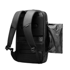 Black ODYSSEY business laptop backpack with mesh back panel, padded adjustable straps, and side pocket—features anti-theft TSA lock and USB charging.