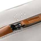 MarkRyden beige laptop backpack waterproof zipper detail
